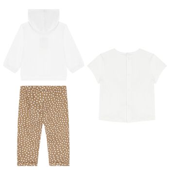 Baby Girls White & Beige Tracksuit Set