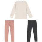 Girls White, Pink & Grey Leggings Set, 2, hi-res