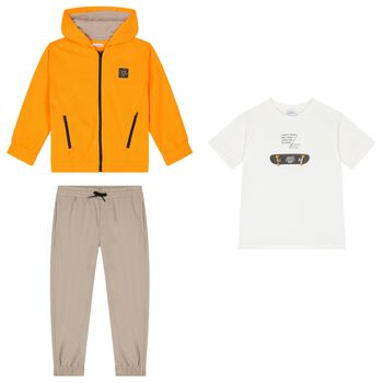 Boys Orange & Beige Tracksuit Set