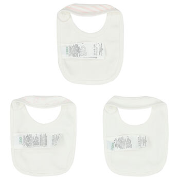 Baby Girls Ivory & Pink Bibs (3-Pack)