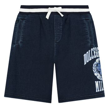 Boys Navy Blue Varsity Logo Shorts