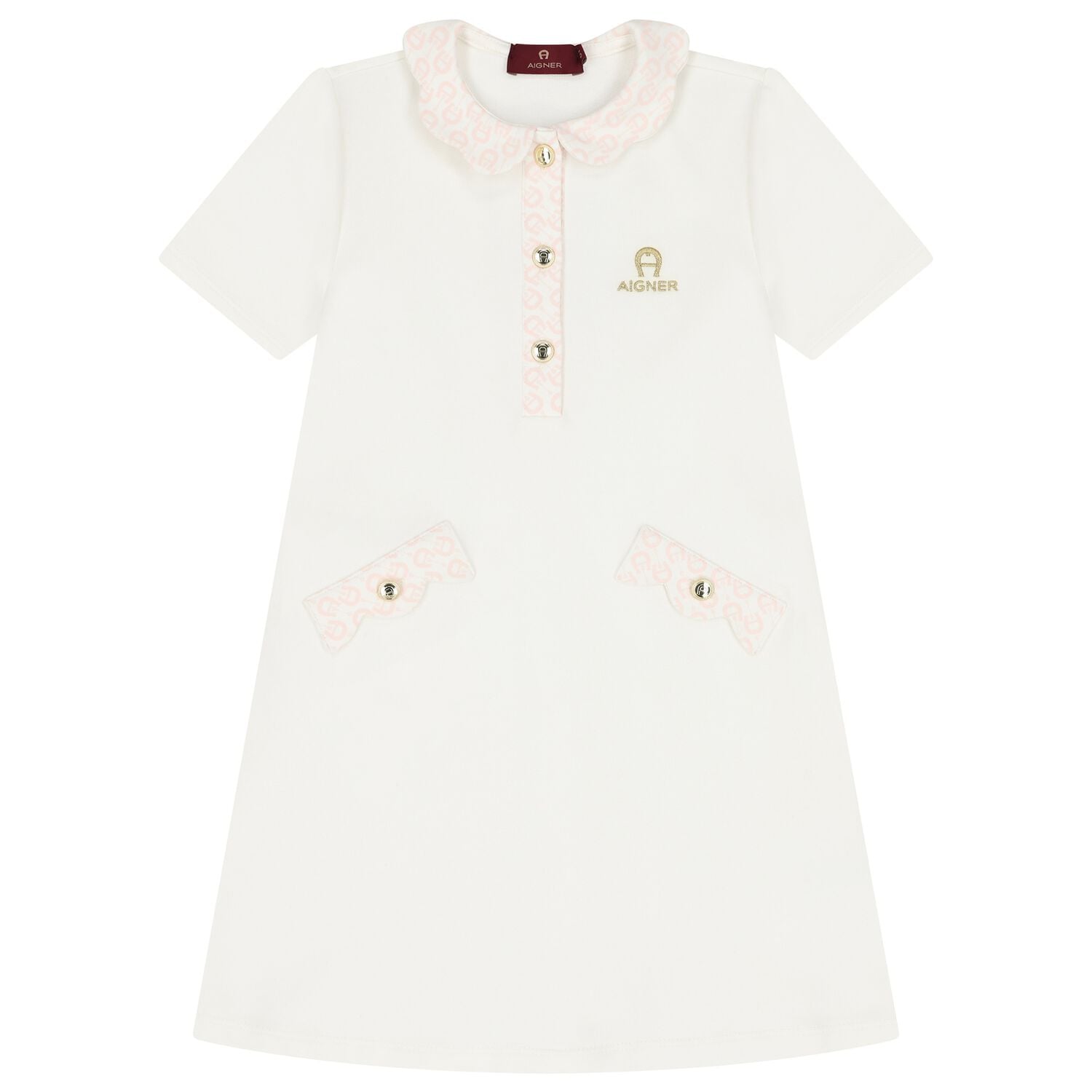Girls Ivory Logo Dress, 1, hi-res