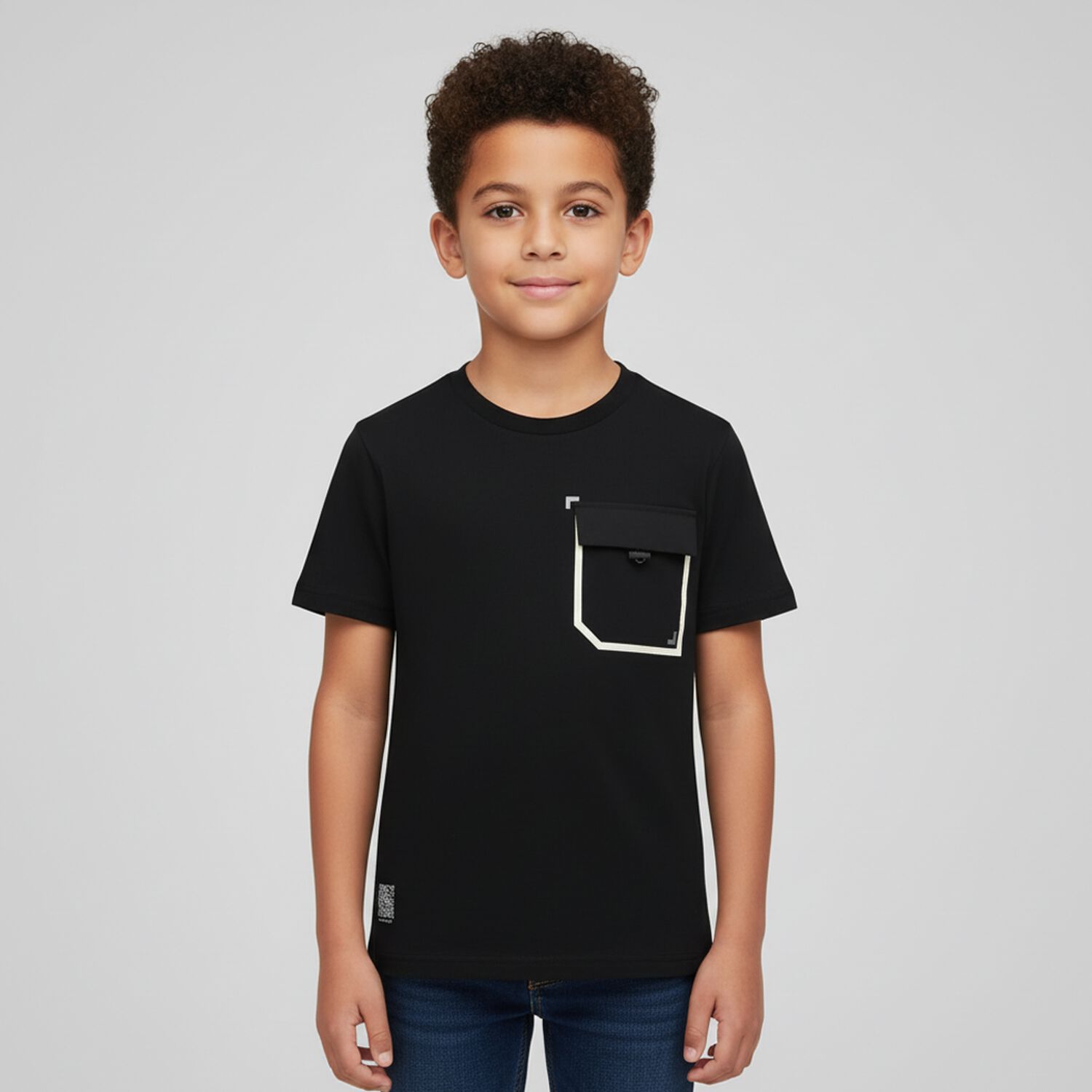 Boys Black Cotton T-Shirt, 2, hi-res