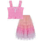Girls Pink Tulle Skirt Set, 1, hi-res