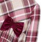 Girls Red & Beige Bow Tartan Dress, 1, hi-res