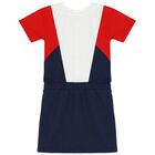 Girls White, Red & Navy Logo Dress, 1, hi-res