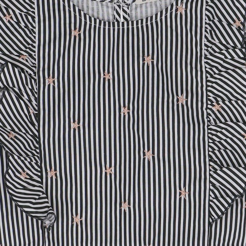 Girls Black & White Striped Top, 1, hi-res image number null