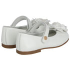 Younger Girls White Flower Shoes, 1, hi-res