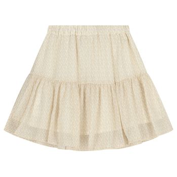 Girls Mini Me Ivory Logo Skirt