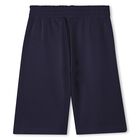 Boys Navy Blue Logo Shorts, 2, hi-res