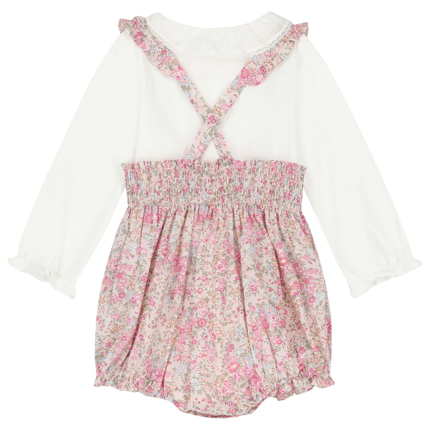 Baby Girls White & Pink Shorts Set, 1, hi-res