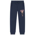 Boys Navy Blue Teddy Bear Joggers, 2, hi-res