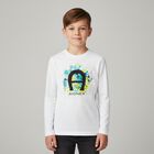 Boys White Logo Long Sleeve Top, 1, hi-res