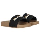 Boys Black & Beige Logo Sliders, 1, hi-res