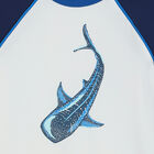Boys White & Blue Shark Long Sleeve Rash Vest, 1, hi-res