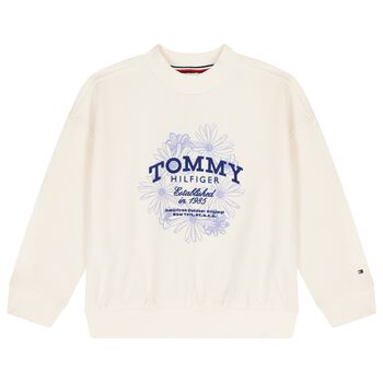Girls Ivory Logo Floral Sweatshirt