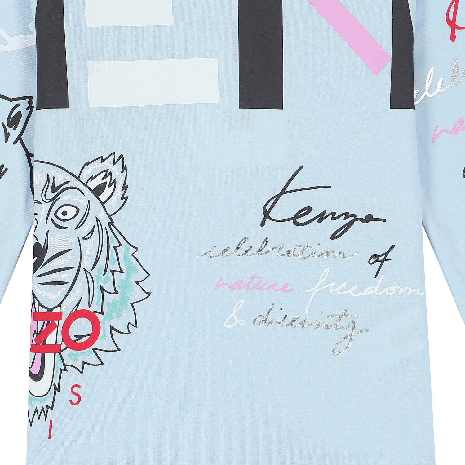 توب بأكمام بالشعار باللون الكحلي للبنات, 1, hi-res