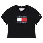 Girls Black Logo T-Shirt, 3, hi-res