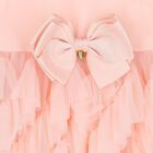 Girls Pink Bow Tulle Dress, 1, hi-res