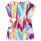 Girls White Abstract Beach Dress, 1, hi-res