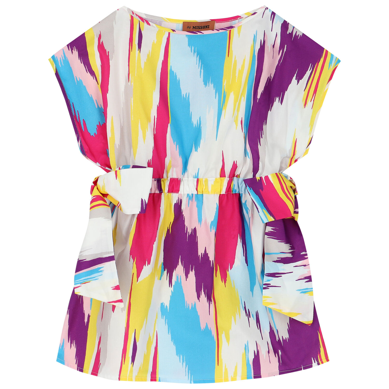 Girls White Abstract Beach Dress, 1, hi-res image number null