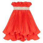 Girls Orange Logo Ruffled Skirt, 2, hi-res