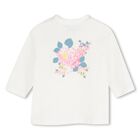 Younger Girls Ivory Floral Logo Long Sleeve Top, 1, hi-res