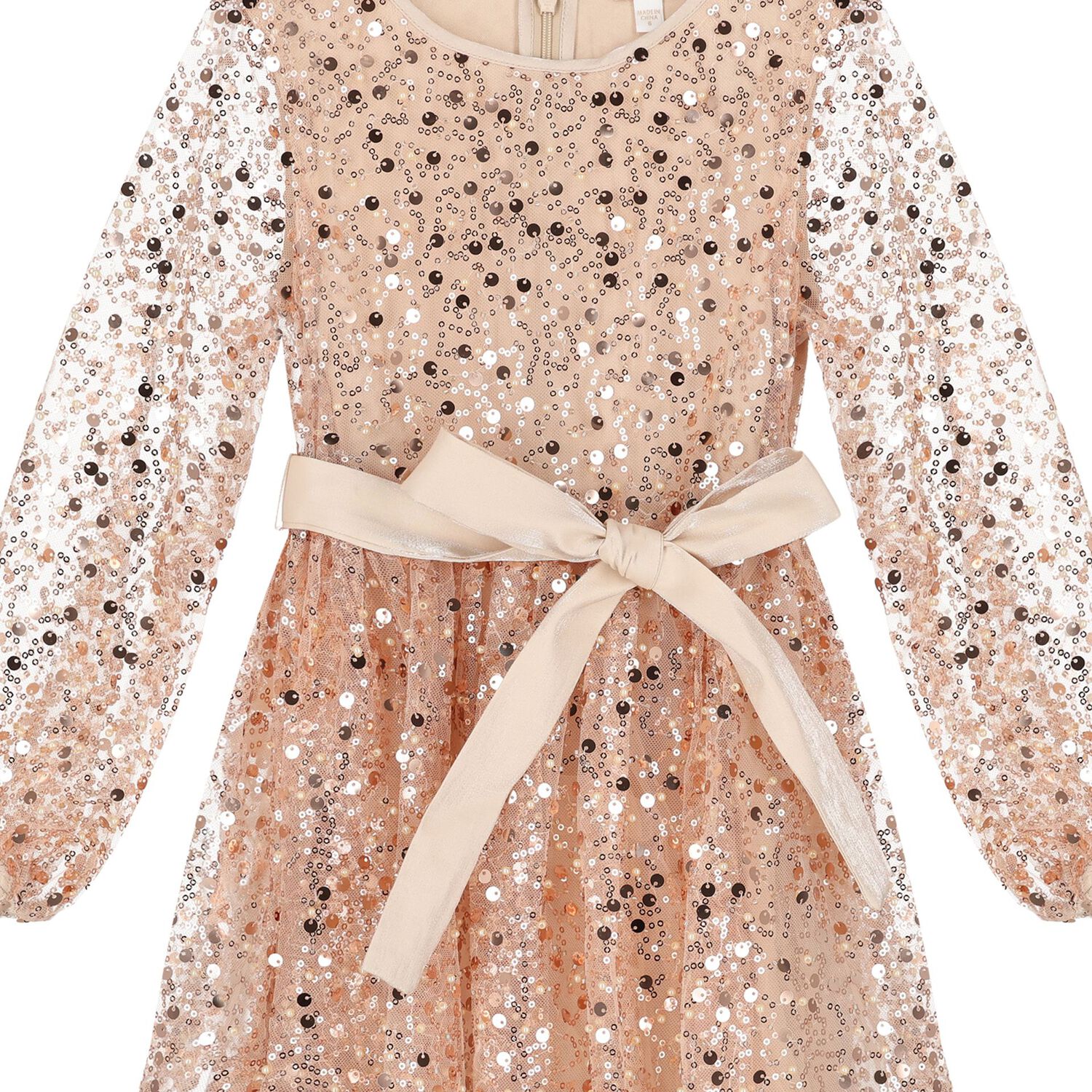Girls Gold Sequin & Tulle Dress, 1, hi-res image number null