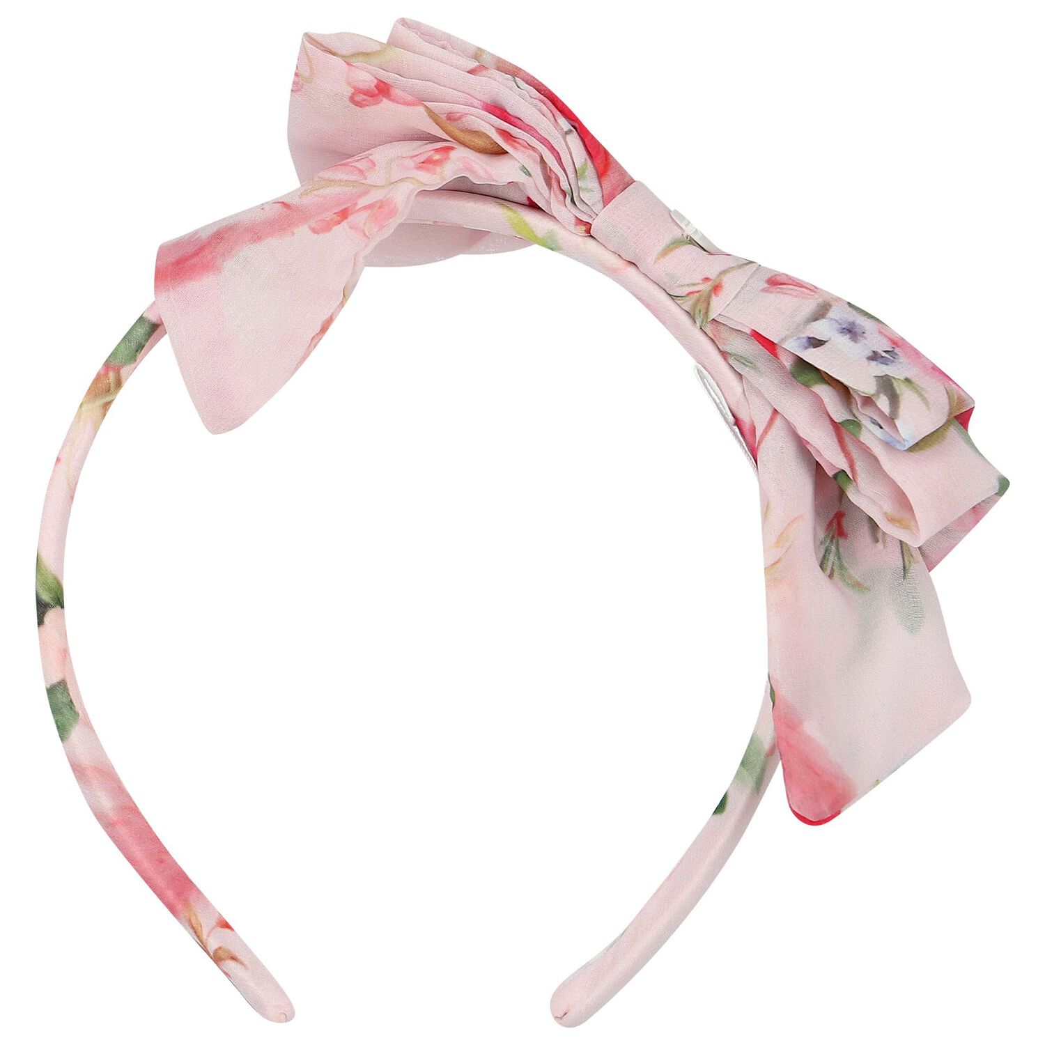 Girls Pink Floral Chiffon Headband, 1, hi-res image number null