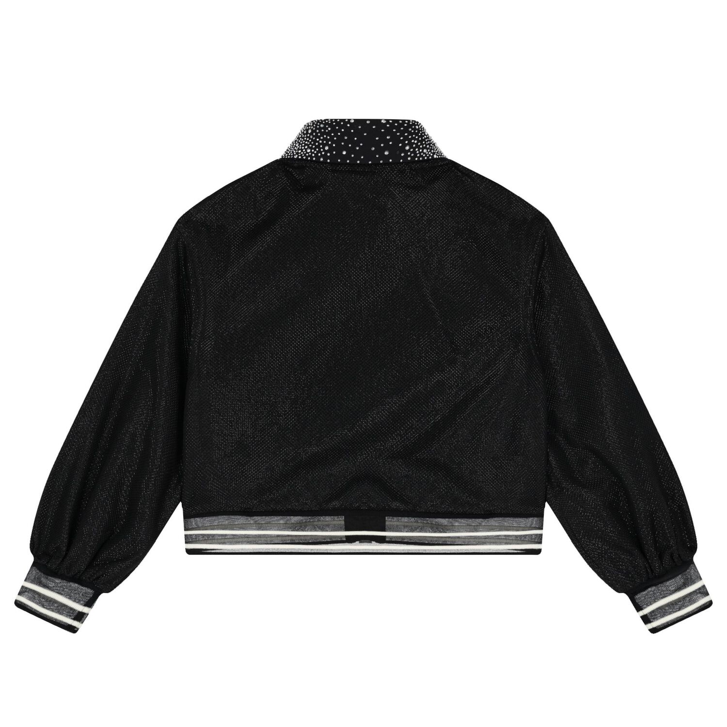 توب بنات بسحاب بالشعار وحجر الراين باللون الأسود, 1, hi-res