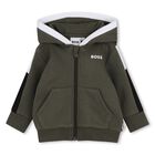 Younger Boys Green Hooded Zip Up Top, 2, hi-res