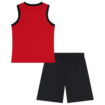 Boys Red & Black Jordan Logo Shorts Set