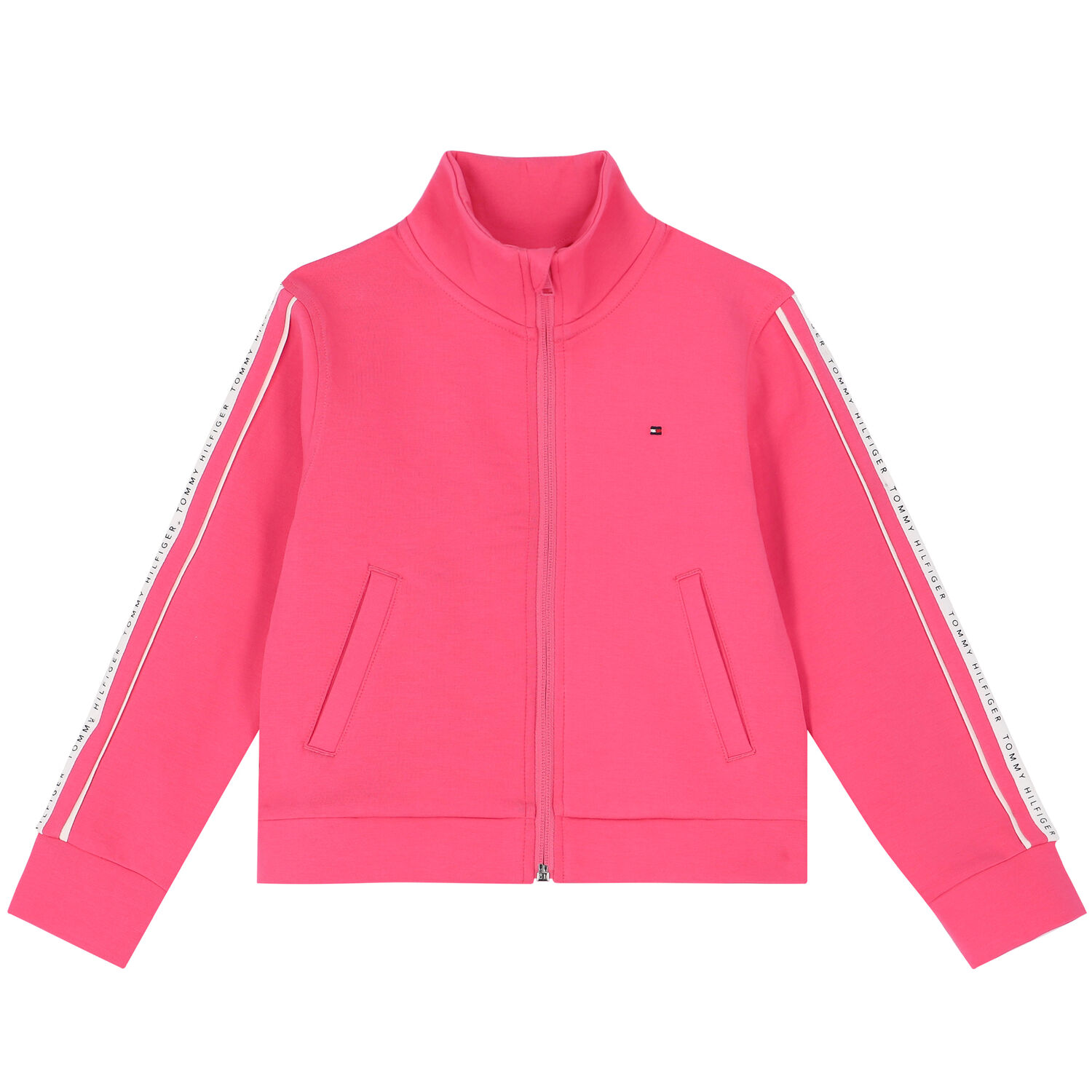 Girls Pink Logo Zip-Up Top, 1, hi-res