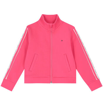 Girls Pink Logo Zip-Up Top