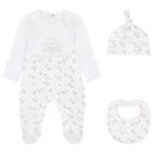 White & Beige Teddy Bear Babygrow Gift Set, 1, hi-res