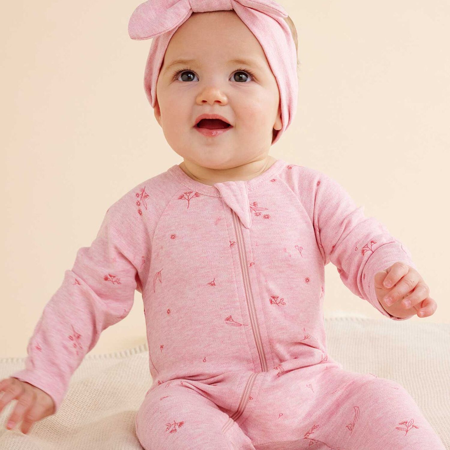 Baby Girls Pink Blossom Babygrow Set, 1, hi-res
