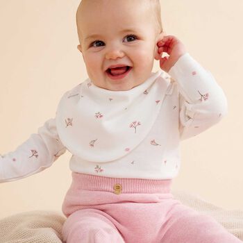 مريلة بنات باللون الأبيض والوردي (عبوة من قطعتين)