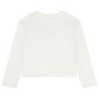 Girls White Logo Long Sleeve Top, 2, hi-res