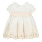 Baby Girls White & Pink Floral Embroidered Dress, 1, hi-res