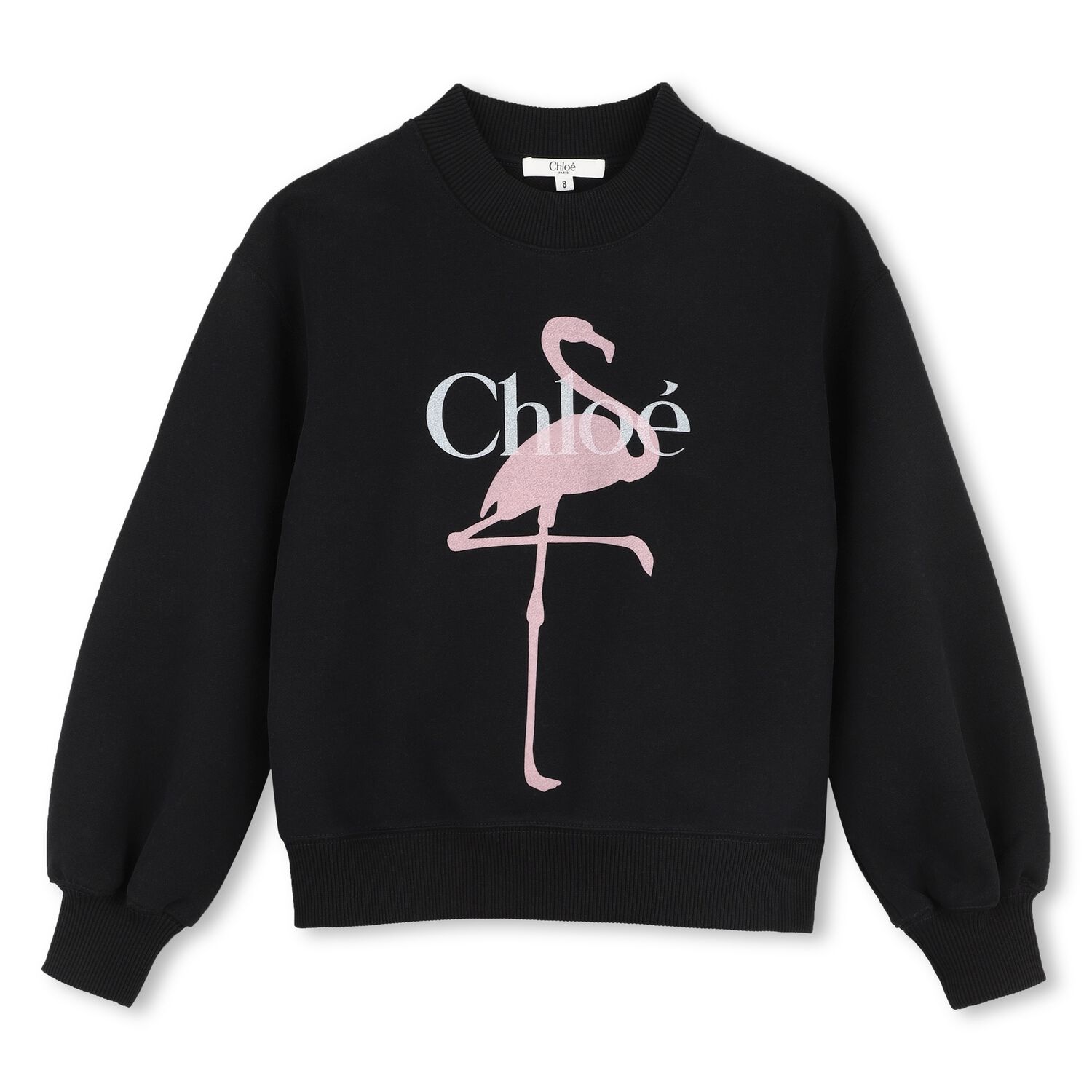 Girls Mini Me Black Flamingo Logo Sweatshirt, 1, hi-res