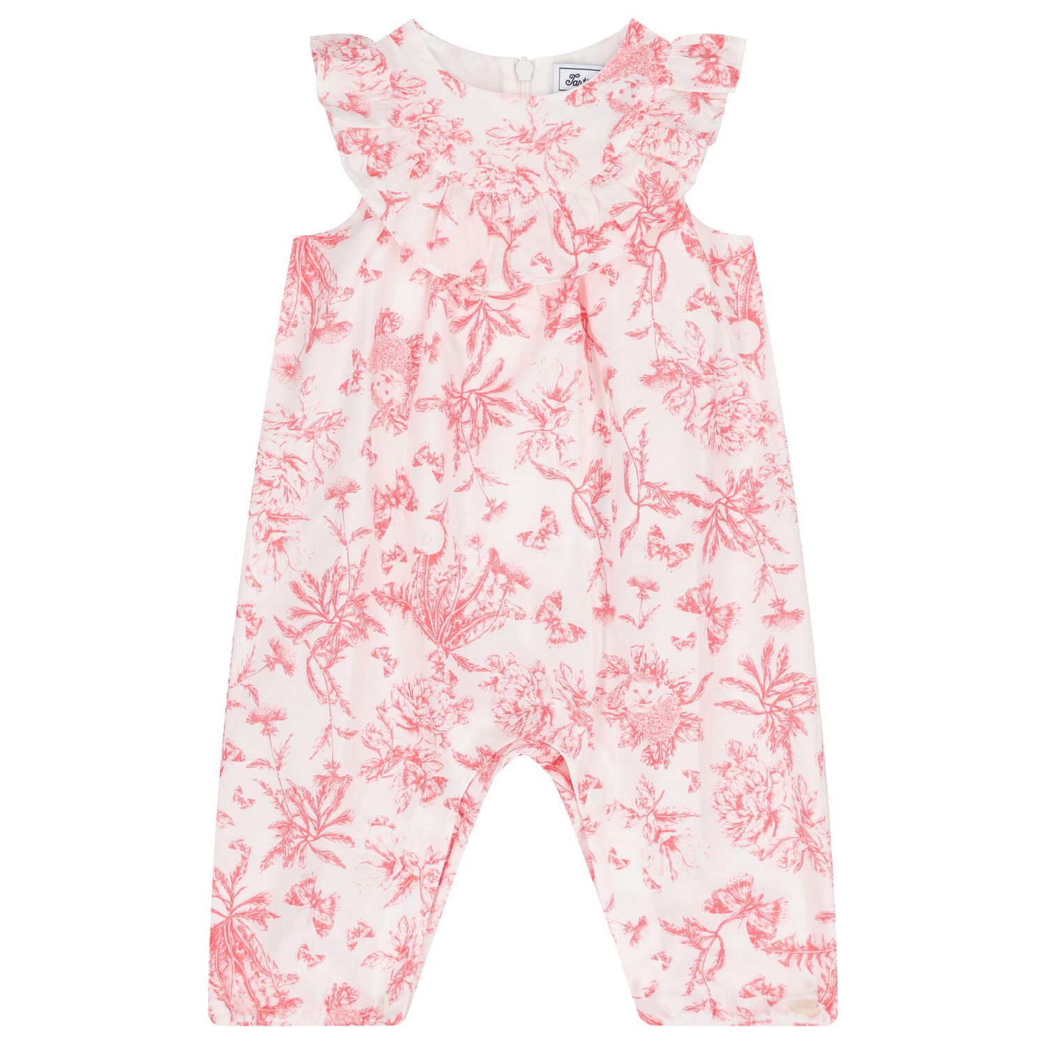 Baby Girls White & Red Floral Romper, 1, hi-res