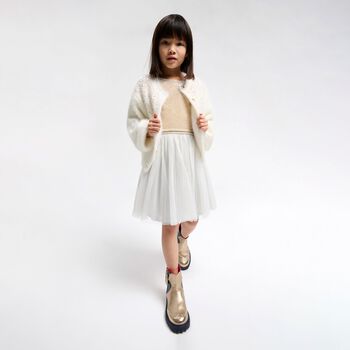 Girls Ivory Sequin Knit Cardigan