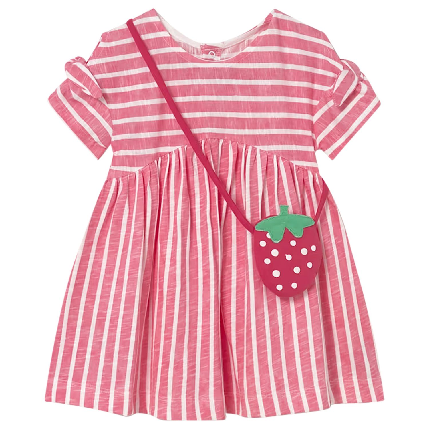 Younger Girls White & Pink Heart Dress & Bag Set, 2, hi-res