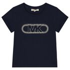 Girls Navy Blue Logo T-Shirt, 2, hi-res