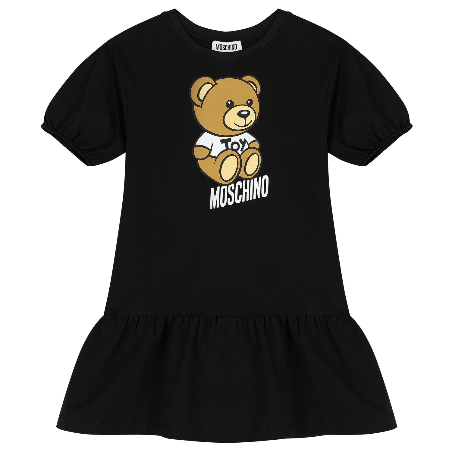 Girls Black Teddy Bear Logo Dress, 4, hi-res image number null