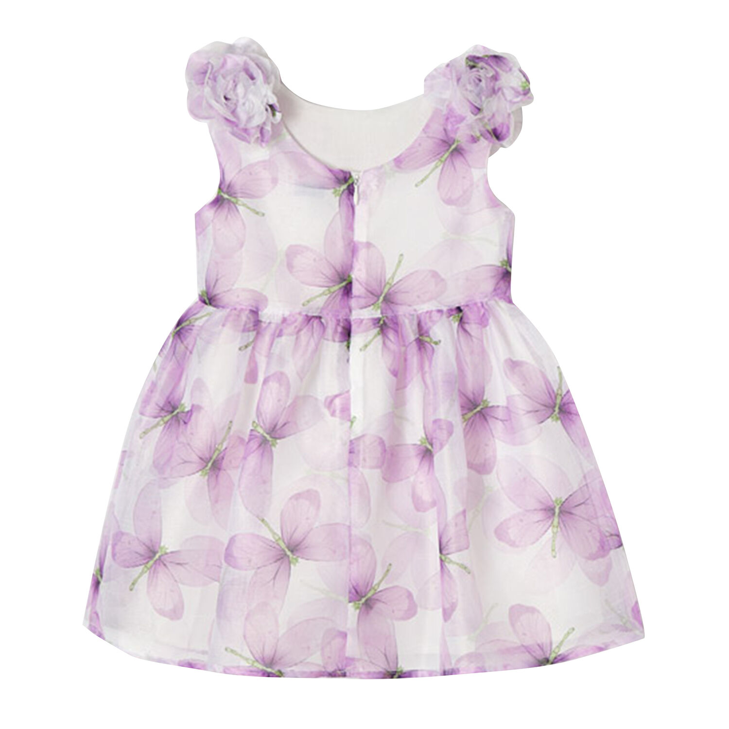 Girls White & Purple Butterfly Dress, 1, hi-res image number null