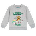 Younger Boys Grey Varsity Tiger & Logo Tracksuit, 1, hi-res