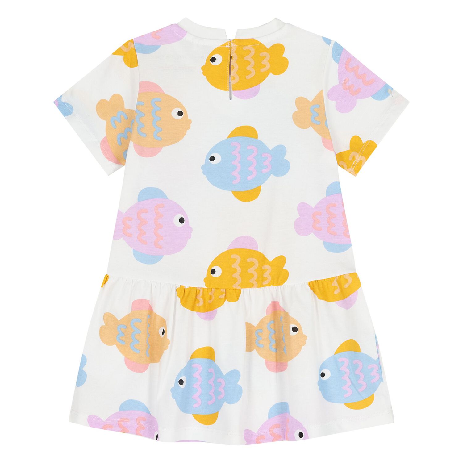 Younger Girls White Fish Dress, 1, hi-res