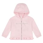Younger Girls Pink Logo Zip Up Top, 1, hi-res