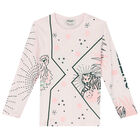 Girls Pale Pink Tiger Logo Top, 1, hi-res